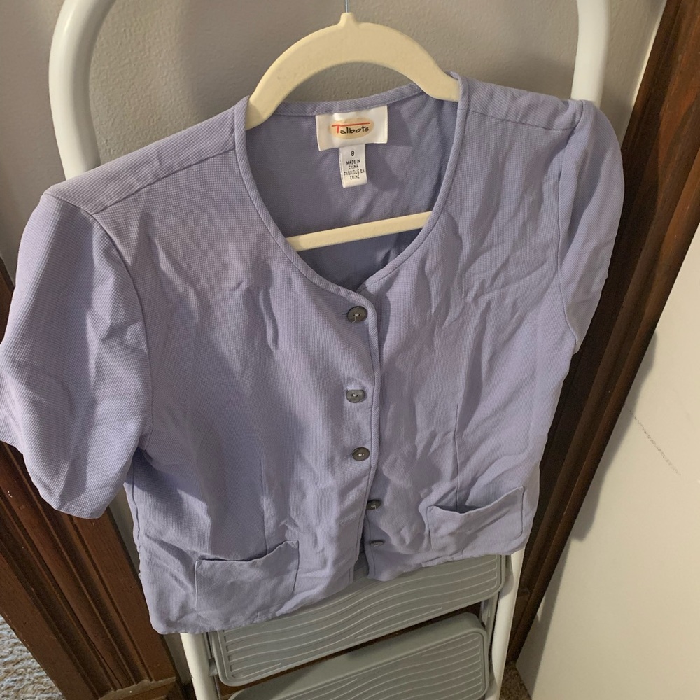 Stunning Talbots powder blue 100% silk blouse size small - Picture 3 of 4